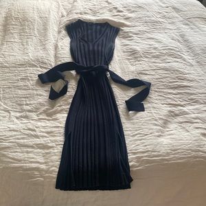 Cos Navy Ribbed V-neck Dress